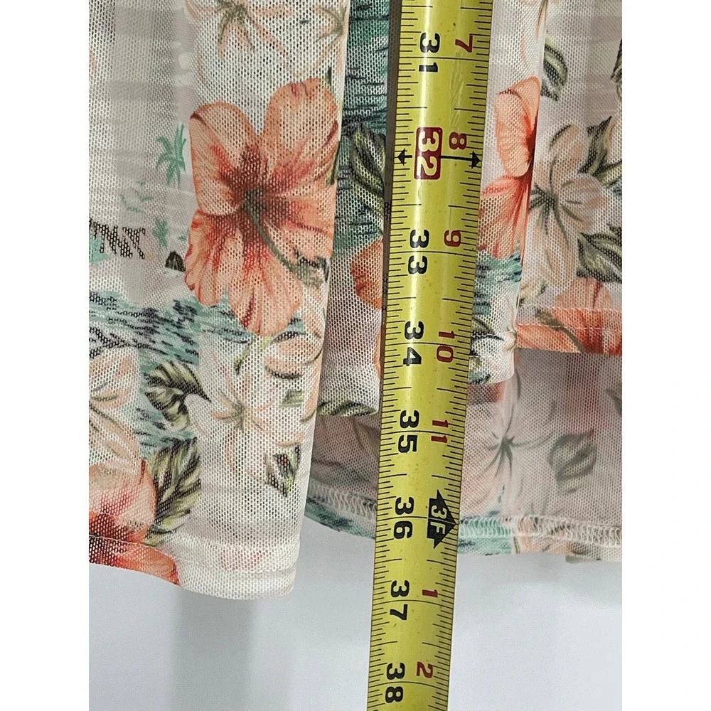 Love Fire Floral Mini Dress Large‎ Tropical Hibiscus Tiered Summer Sleeveless